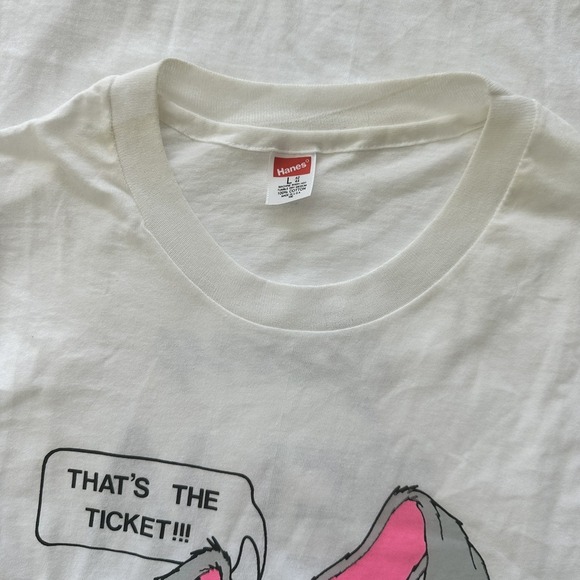 Vintage Bunny Shirt Mens Large Hanes Single Stitch 80s Graphic Made USA - Picture 7 of 10